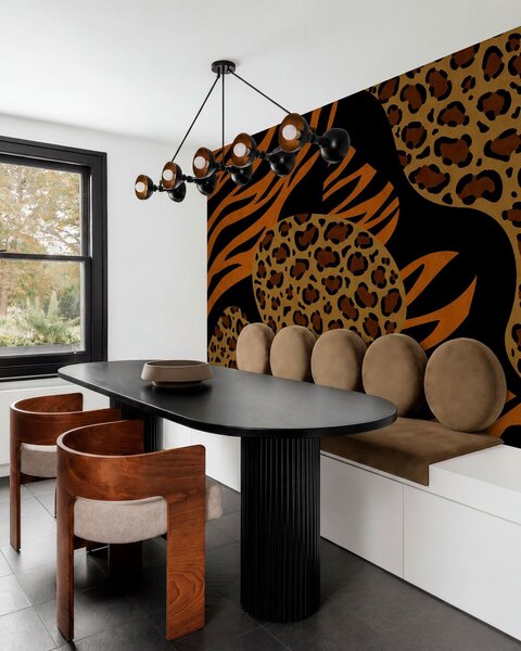 Tapet Modele cu imprimeuri de leopard și tigru, inspirate de animalele sălbatice, Fototapet Abstract, w05759 : Uwalls.ro