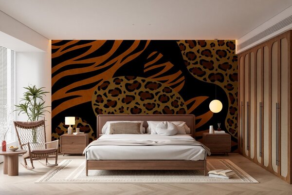 Tapet Modele cu imprimeuri de leopard și tigru, inspirate de animalele sălbatice, Fototapet Abstract, w05759 : Uwalls.ro