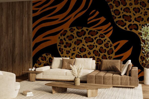 Tapet Modele cu imprimeuri de leopard și tigru, inspirate de animalele sălbatice, Fototapet Abstract, w05759 : Uwalls.ro
