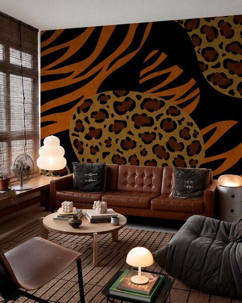 Tapet Modele cu imprimeuri de leopard și tigru, inspirate de animalele sălbatice, Fototapet Abstract, w05759 : Uwalls.ro