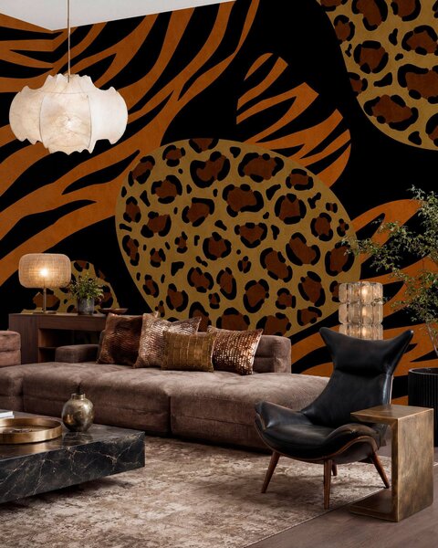 Tapet Modele cu imprimeuri de leopard și tigru, inspirate de animalele sălbatice, Fototapet Abstract, w05759 : Uwalls.ro