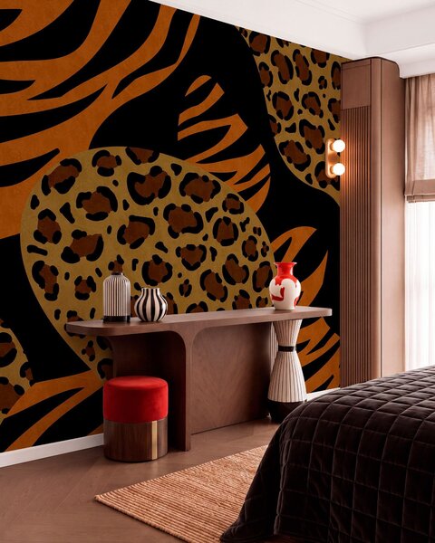 Tapet Modele cu imprimeuri de leopard și tigru, inspirate de animalele sălbatice, Fototapet Abstract, w05759 : Uwalls.ro
