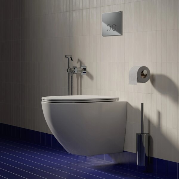 Set vas WC suspendat, Omnires Ottawa Comfort, cu capac quick release si soft close, alb lucios