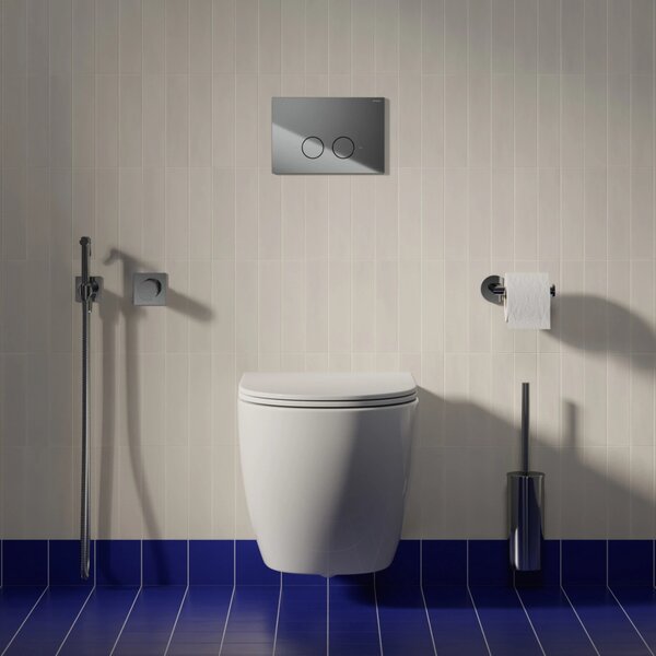 Set vas WC suspendat, Omnires Ottawa Comfort, cu capac quick release si soft close, alb lucios