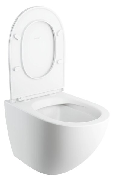 Set vas WC suspendat, Omnires Ottawa, cu capac quick release si soft close, alb mat