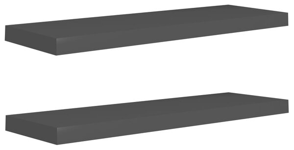 Rafturi de perete suspendate 2 buc., negru, 80x23,5x3,8 cm, MDF
