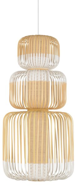 Lustră Pendul Forestier, Bamboo, reglabil, Alb, Camera de zi, Bamboo, Design