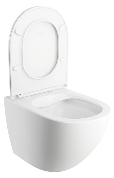 Set vas WC suspendat, Omnires Ottawa, cu capac quick release si soft close, alb mat