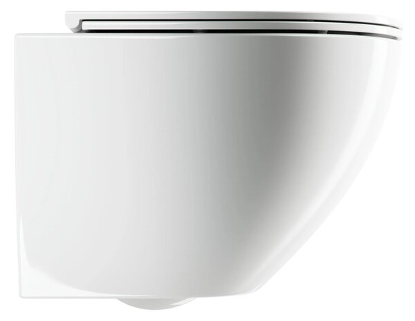 Set vas WC suspendat, Omnires Ottawa Comfort, cu capac quick release si soft close, alb lucios