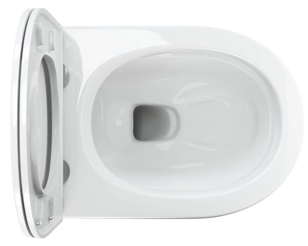 Set vas WC suspendat, Omnires Ottawa Comfort, cu capac quick release si soft close, alb lucios