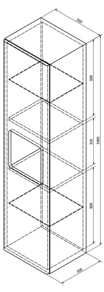 Sapho Sapho, ELLA Dulap înalt 35x140x30cm, 1x uşă, stânga/dreapta, alb (70121LP), EL350-3030