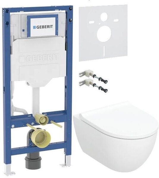 Set vas WC cu capac soft-close Geberit Acanto 502.774.00.8, cadru încastrat Geberit Duofix 111.320.00.6, 111.815.00.1, 156.050.00.1