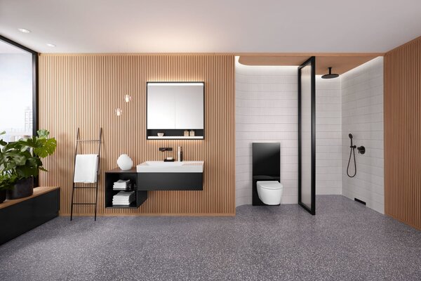 Geberit One vas wc cu capac soft-close agăţat fără margine cu spălare turbionară alb lucios 500.201.01.1