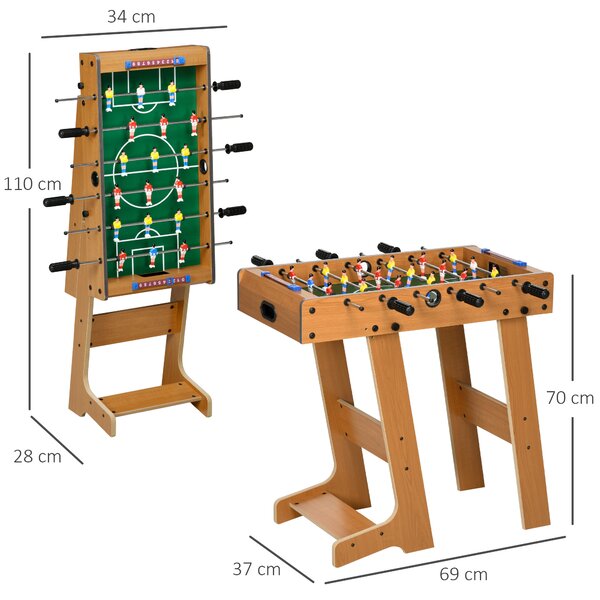 Fotbal- Biliard pliabil compact si pliabil din lemn, cu 18 jucatori, 69x37x70cm HOMCOM | Aosom Romania