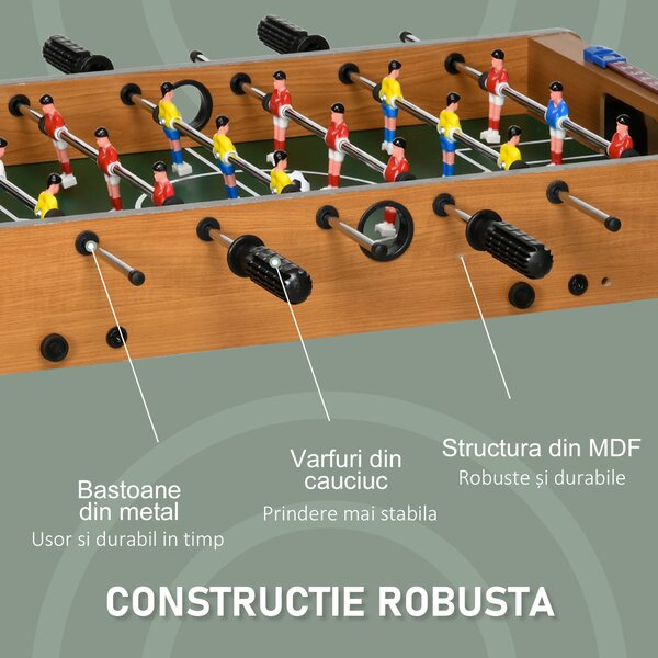 Fotbal- Biliard pliabil compact si pliabil din lemn, cu 18 jucatori, 69x37x70cm HOMCOM | Aosom Romania