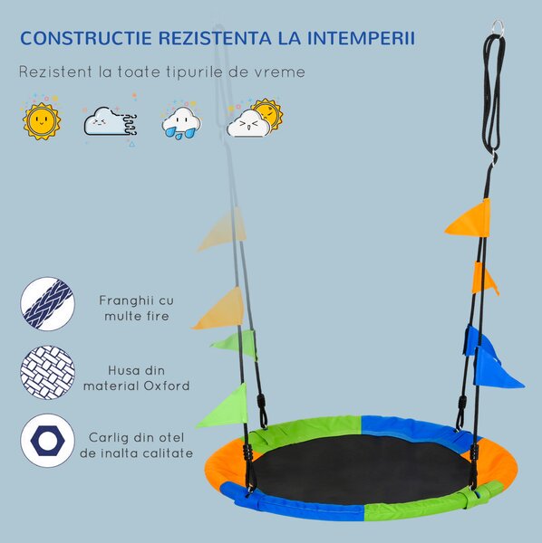 Leagan rotund Outsunny, pentru copii +3 ani, multicolor | Aosom Romania