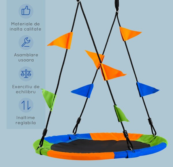 Leagan rotund Outsunny, pentru copii +3 ani, multicolor | Aosom Romania