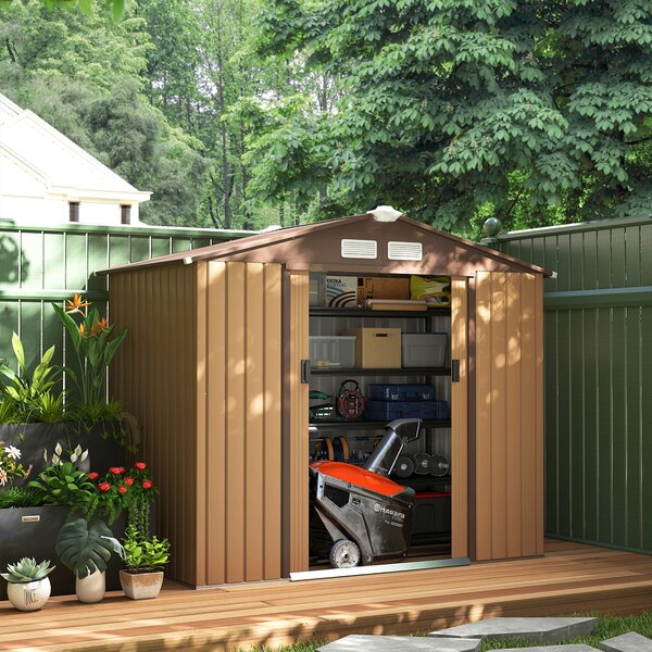 Casuta pentru Gradina, sopron pentru Unelte, magazie din Lamiera de Otel, pentru depozitare si organizare 213x127x185cm Outsunny | Aosom RO