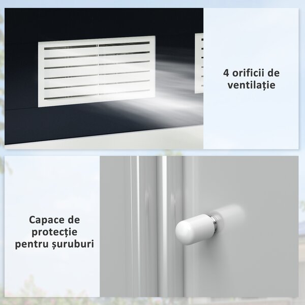 Outsunny Casuta de Gradina, Magazie de Depozitare, sopron pentru Unelte din Tabla de Otel, cu Usi glisante, Gri | Aosom Romania