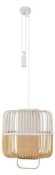 Lustră Pendul Forestier, Bamboo, reglabil, Alb, Sala de mese, Bamboo, Design