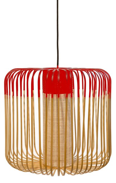 Lustră Pendul Forestier, Bamboo, reglabil, Roșu, Sala de mese, Bamboo, Design