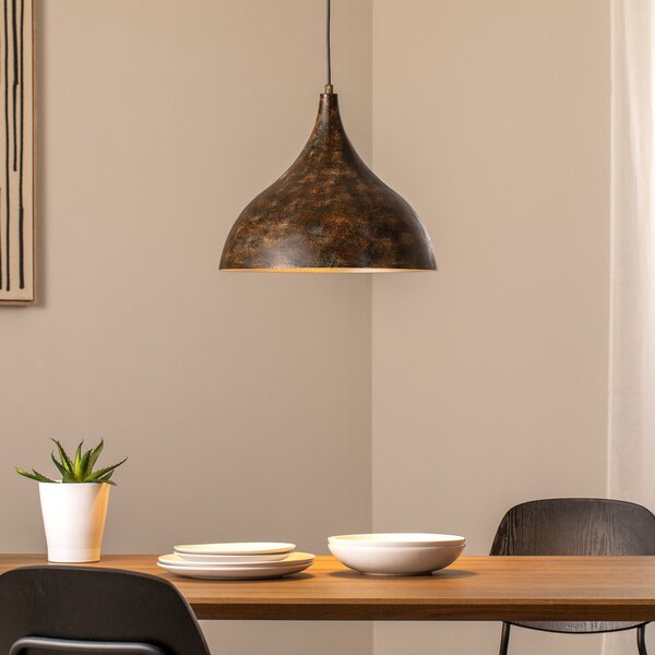 Opviq Lampă suspendată Bitlislim, maro antic, Ø 41 cm, metal, E27, reglabil, Maro / Rugină, Camera de zi / sufragerie, Metal, Casă de țară / Rustic