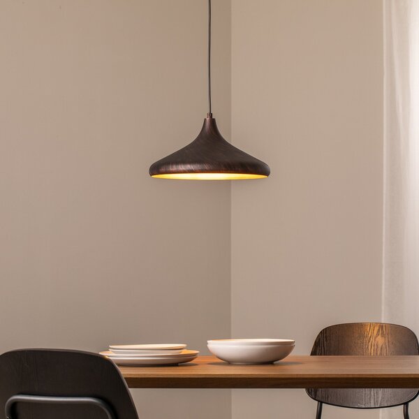 Opviq Lampă suspendată Barek, negru/auriu, Ø 34 cm, metal, E27, reglabil, Negru, Camera de zi / sufragerie, Metal