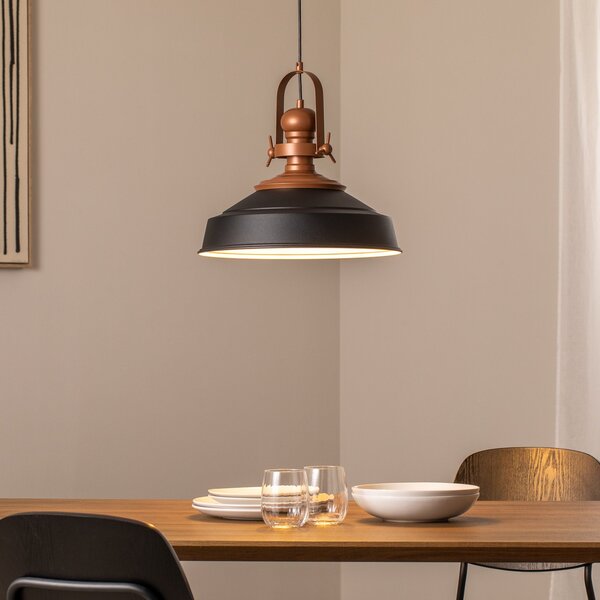 Opviq Lampă suspendată Craft, negru, metal, Ø 41 cm, E27, reglabil, Negru, Bucătărie, Metal, Design industrial