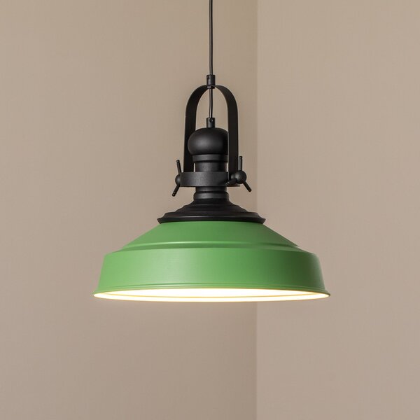 Opviq Lampa suspendată Craft, verde, metal, Ø 41 cm, E27, reglabil, Verde, Bucătărie, Metal, Design industrial