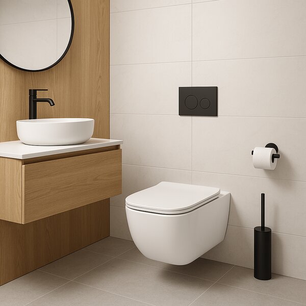 Rea Dexter, vas de toaletă suspendat fără margini Tornado 515x365x350 mm + capac WC duroplast, alb lucios, REA-C1278