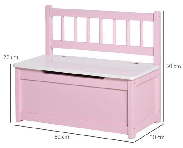 HOMCOM Cufăr pentru jucării copii bancă de depozitare capac rabatabil și balamale de siguranță 60 x 30 x 50 cm roz | Aosom Romania