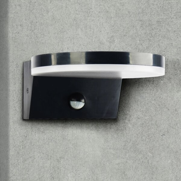 Aplică LED de exterior cu senzor TESA LED/10W/230V IP54 negru