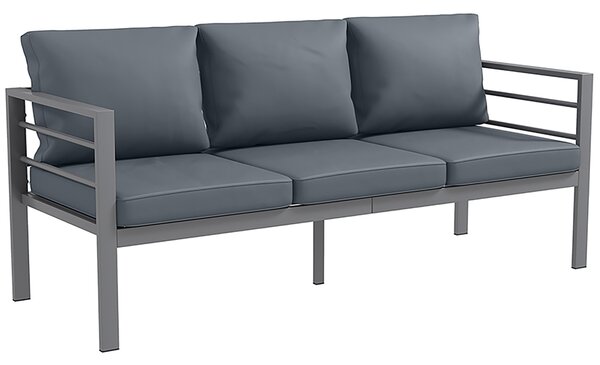 Outsunny Canapea de Grădină cu 3 Locuri cu Perne pentru Scaun și Spate, Canapea Modernă din Aluminiu și Poliester, 185x66x64 cm, Gri | Aosom Romania