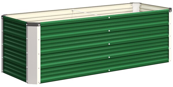 Outsunny Pat de Grădină Ridicat Fără Fund, din Oțel, cu 2 Zone de Cultivare, 125x47x40 cm, Verde | Aosom Romania