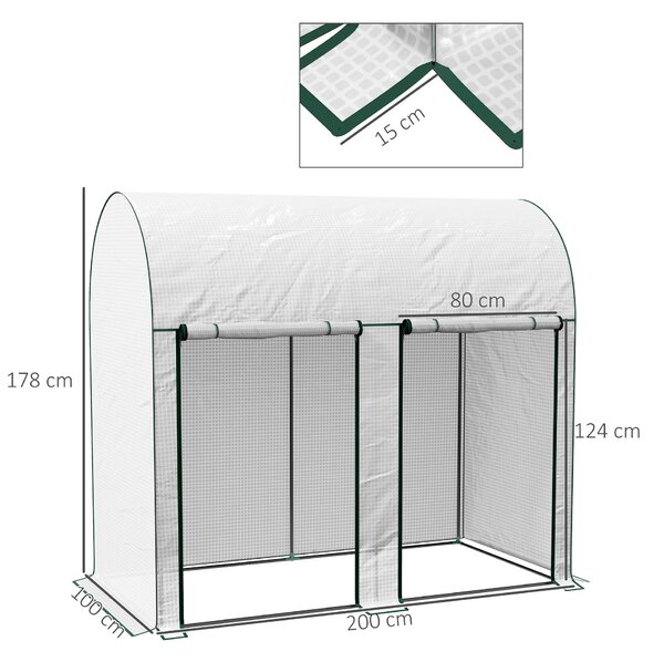 Outsunny Seră de Grădină, Seră pentru Plante cu 2 Uși Batante Rulante, Acoperire PE, Anti-UV, 2x1x1,78 m, Alb | Aosom Romania