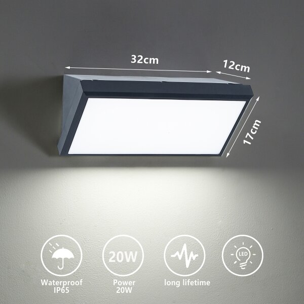 Aplică LED de exterior Brilagi TRIANGLE LED/20W/230V antracit IP65