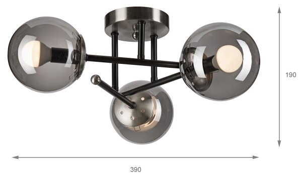 Lustră aplicată MALENA 3xE14/5W/230V negru/gri