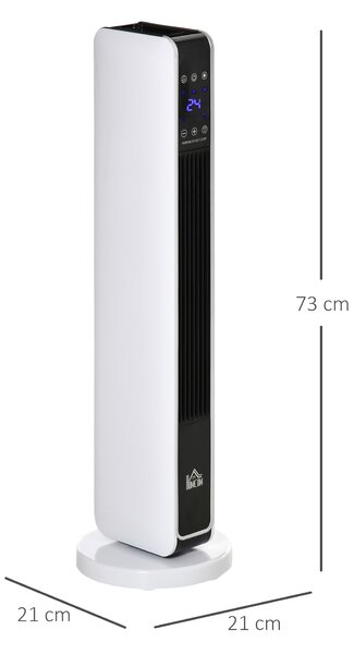 HOMCOM Încălzitor electric oscilant 1100/2200 W PTC — telecomandă, temporizator 8h | Aosom Romania