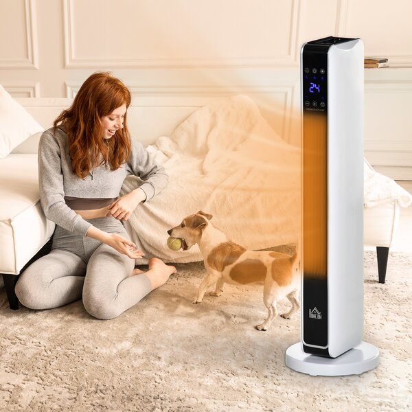 HOMCOM Încălzitor electric oscilant 1100/2200 W PTC — telecomandă, temporizator 8h | Aosom Romania