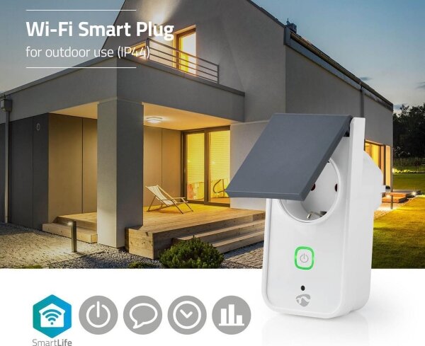 Priză inteligentă de exterior Nedis WIFIPO120FWT 3680W/230V/tip F/16A Wi-Fi IP44