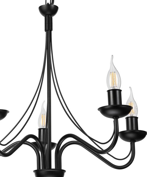 Candelabru cu lanț ANTON 5xE14/15W/230V negru