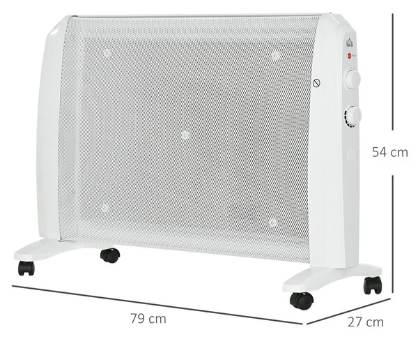 Favi 2 Radiator HOMCOM Încălzitor Electric 1000W/2000W Radiator din Mica cu 2 Niveluri ...