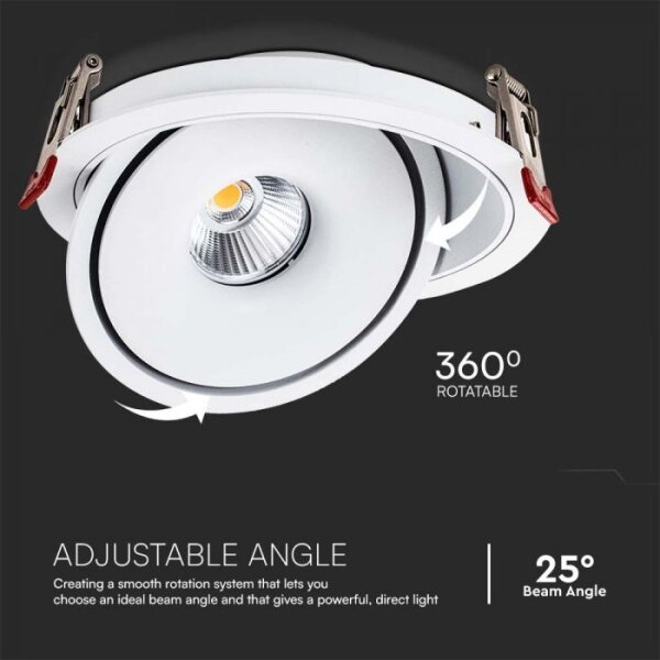 LED spot încastrat 20W 230V 3000/4000/6400K pr.16,5 cm alb