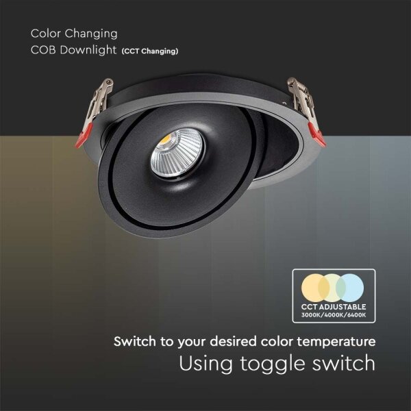 LED spot încastrat 12W 230V 3000/4000/6400K pr. 12 cm negru