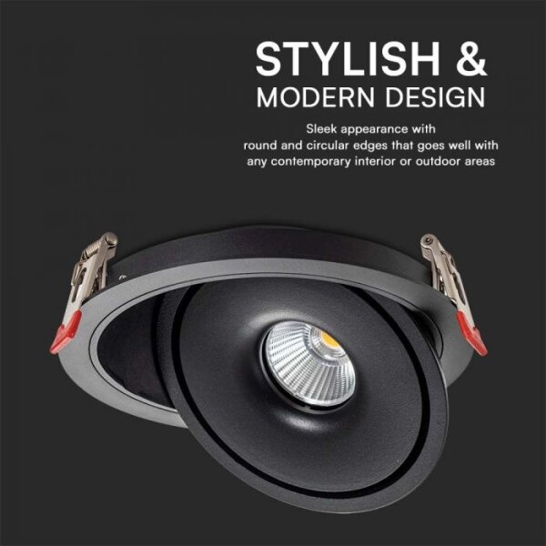 LED spot încastrat 12W 230V 3000/4000/6400K pr. 12 cm negru