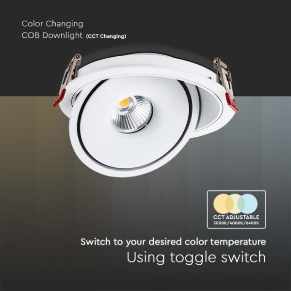 LED spot încastrat 20W 230V 3000/4000/6400K pr.16,5 cm alb