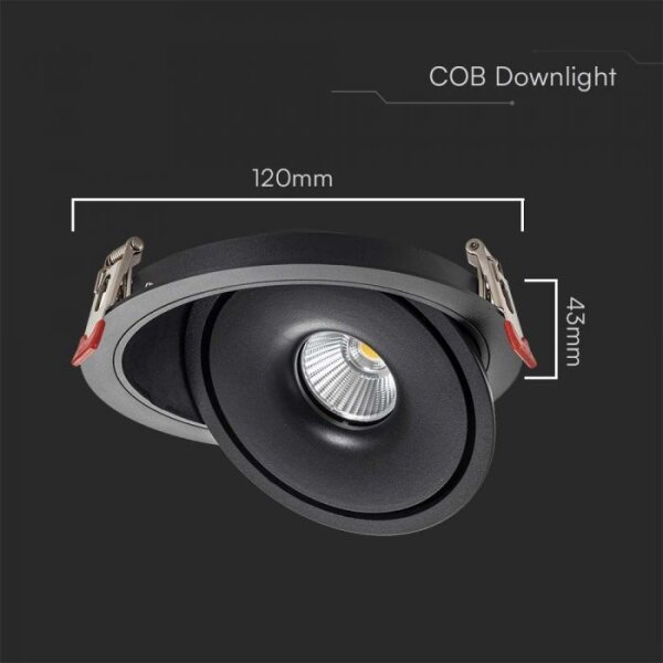 LED spot încastrat 12W 230V 3000/4000/6400K pr. 12 cm negru