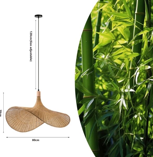 Lustră pe cablu Immax 08290L SOMBRERO 1xE27/40W/230V d. 80 cm ratan