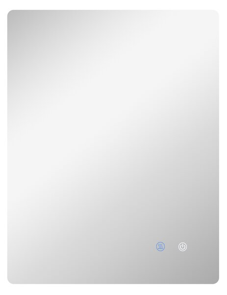 Kleankin Oglindă de Baie cu Lumină LED, 3 Culori, Întrerupătoare Touch și Luminozitate Reglabilă, 70x50x3 cm, Transparent | Aosom Romania