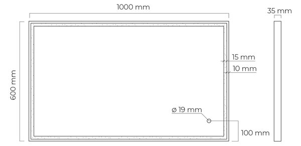 Oltens Nordlis oglindă 60x100 cm dreptunghiular cu iluminare cu covoraș de încălzire negru 64106300